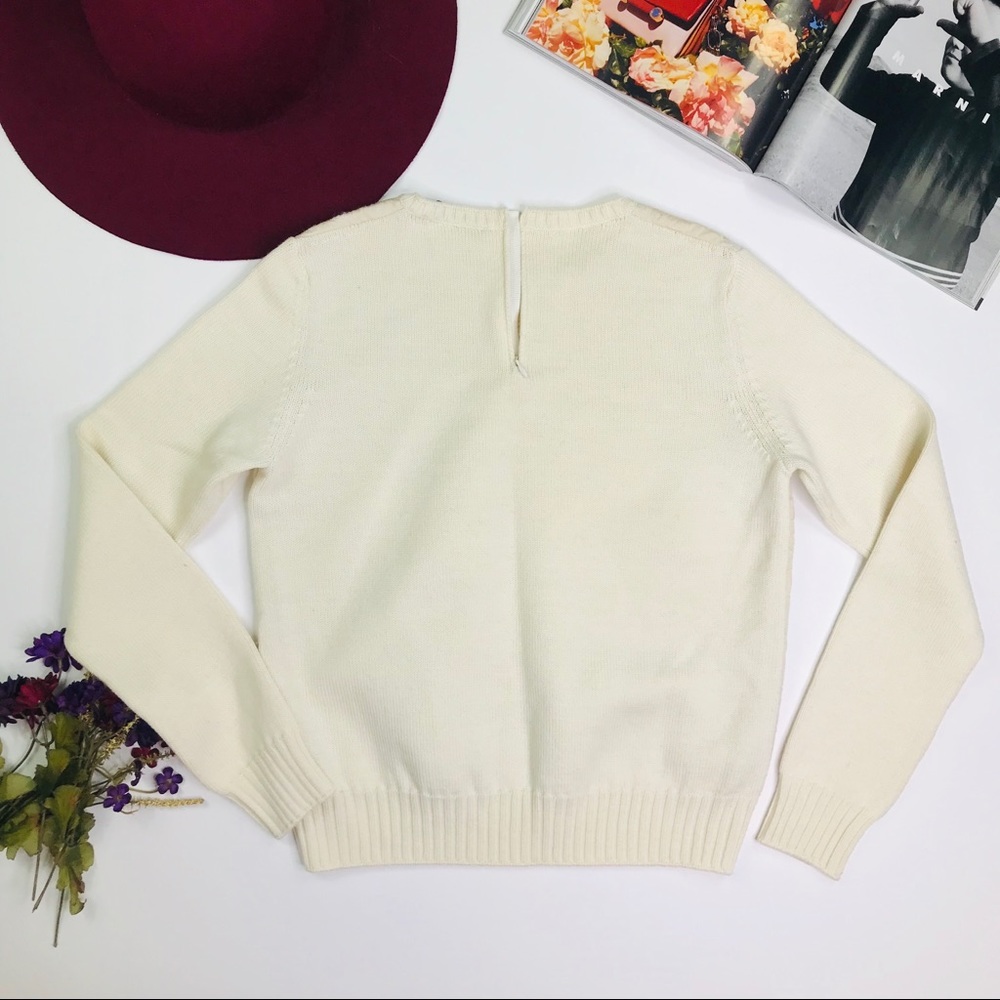 [Les Copains] 100% Wool Cream Sweater Size Small - Picture 5 of 8